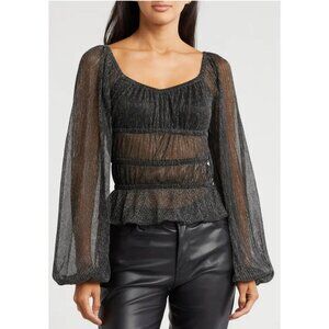Melrose and market metalic semi-sheer blouse, size US 2